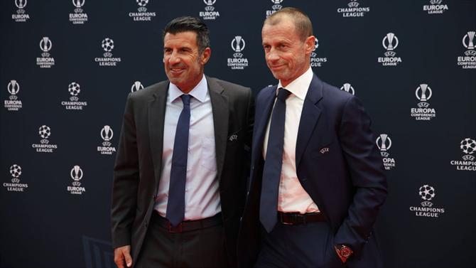 Figo e presidente da UEFA protagonizaram momento hilariante! Deixou todos os presentes às gargalhadas