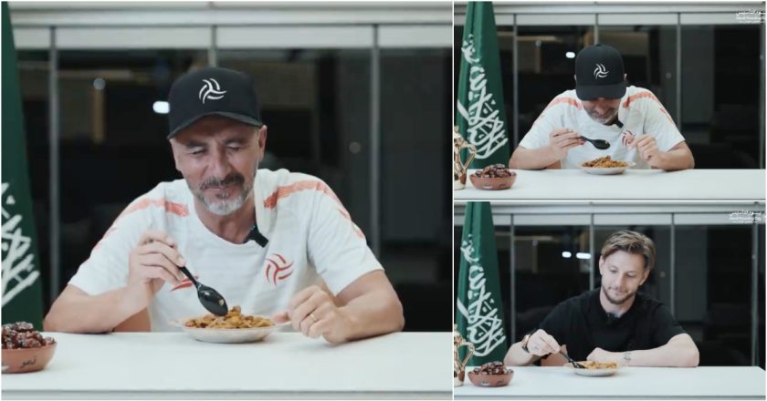 Vítor Pereira é desafiado a provar comida saudita e a sua expressão diz tudo