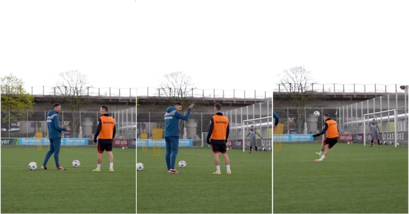 Grimaldo marca livre com efeito incrível após dicas do treinador Xabi Alonso (VÍDEO)