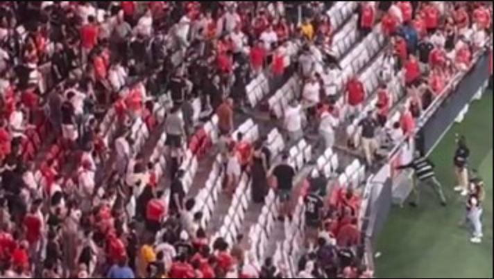 Vídeos mostram cenas de pancadaria no intervalo do jogo entre Benfica e o Casa Pia (VÍDEO)