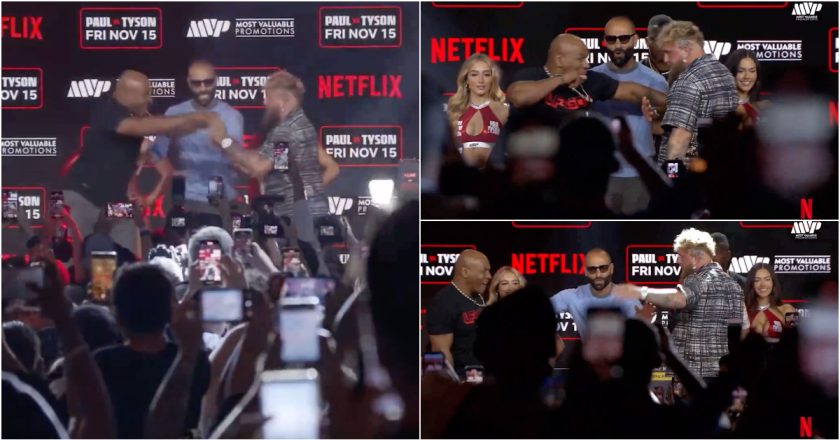 Mike Tyson e Jake Paul agitam conferência de imprensa num cara-a-cara intenso (VÍDEO)