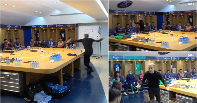 Imagens mostram Luis Enrique no balneário do PSG a falar aos jogadores… até garrafas voaram