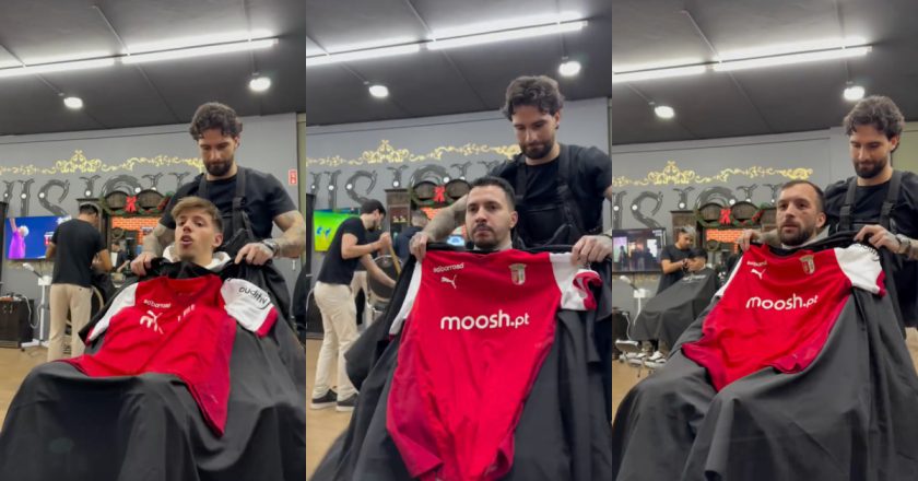 Barbeiro brinca com adeptos Vitorianos com camisola do SC Braga e quase se dá mal