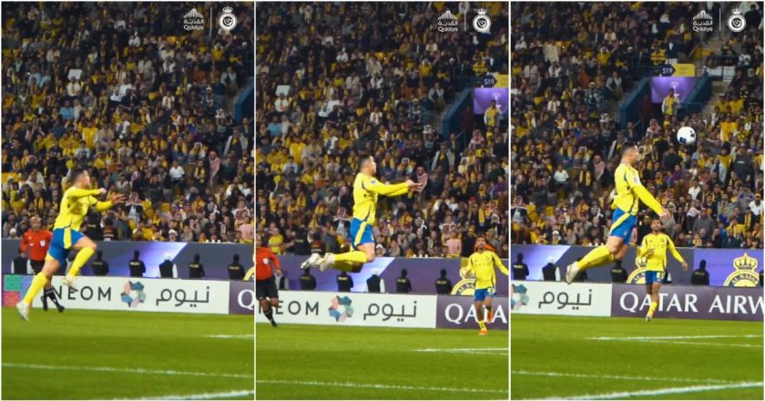 Al Nassr mostra impressionante impulsão de Ronaldo no último golo antes de completar 40 anos
