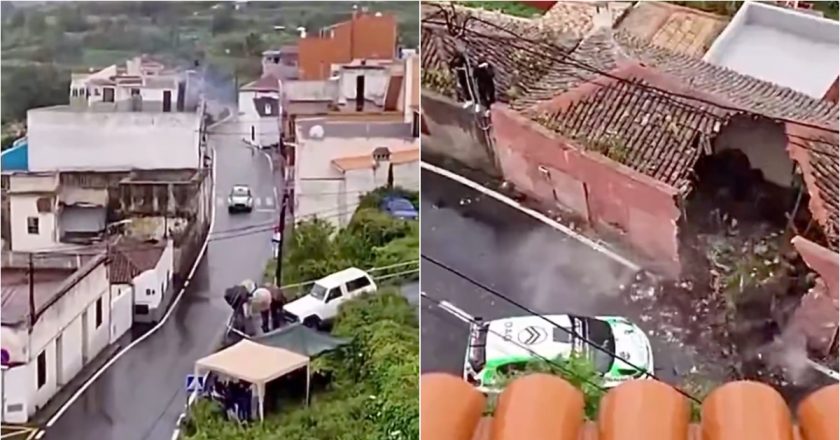 Carro de rali destrói casa em Tenerife e quase provoca tragédia
