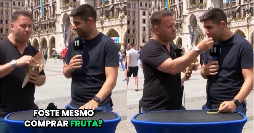 Cândido Costa surpreende colega ao comprar cerejas durante emissão no Canal 11