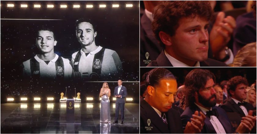 Diogo Jota e André Silva foram homenageados na gala da Bola de Ouro