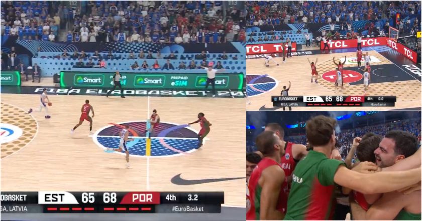 O momento em que Portugal assegura a passagem aos oitavos de final do Europeu de basquetebol