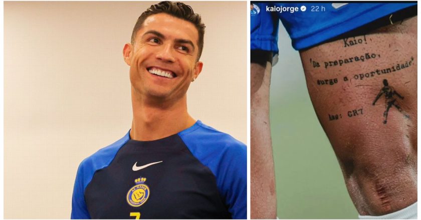 Craque brasileiro tatua frase de Cristiano Ronaldo na perna